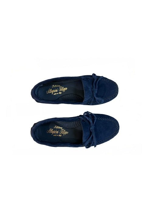 Mocassino donna in camoscio Pelletteria Allegrini Filippo 4326 Blu - Pelletteria Allegrini