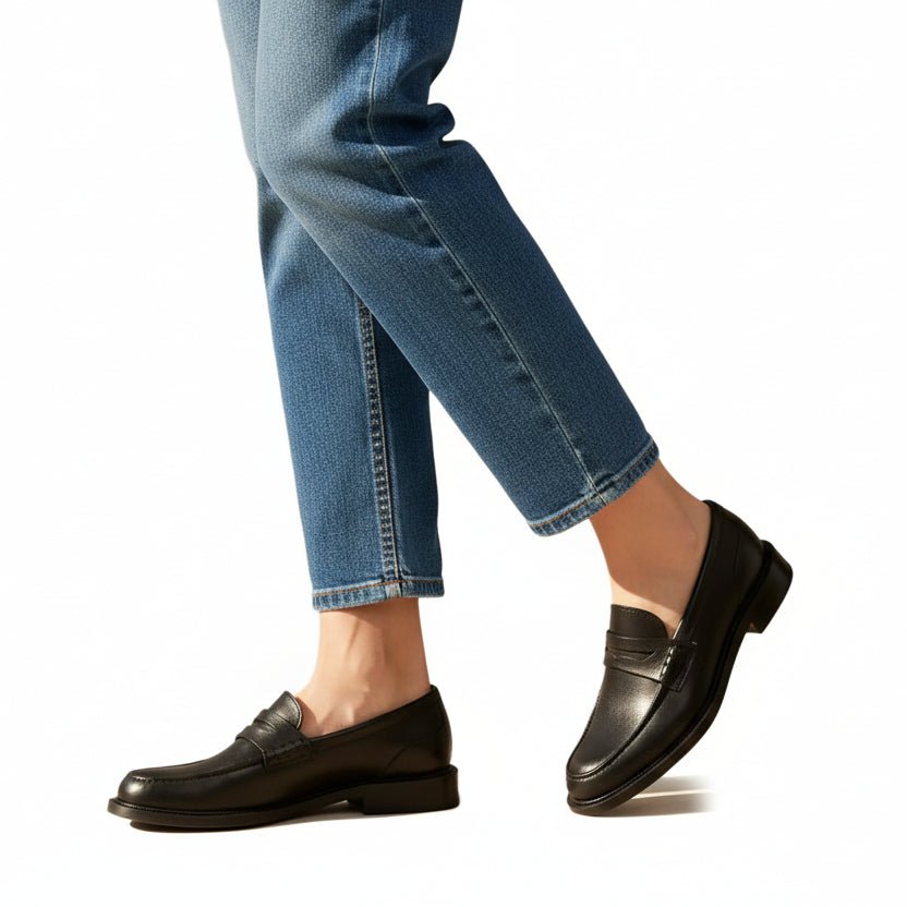 Mocassino donna in pelle di bufalo Pelletteria Allegrini Filippo BLERA Nero - Pelletteria Allegrini