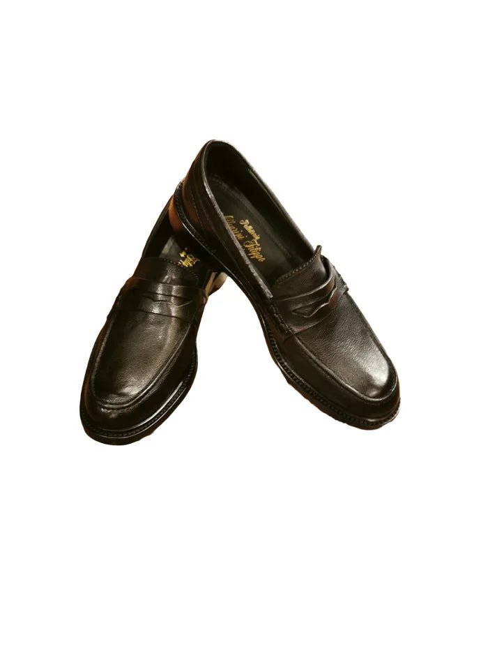Mocassino donna in pelle di bufalo Pelletteria Allegrini Filippo BLERA Nero - Pelletteria Allegrini