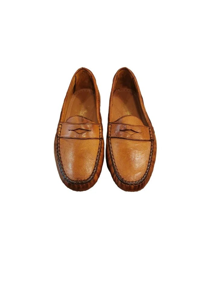 Mocassino donna in pelle Pelletteria Allegrini Filippo 5108 Cuoio - Pelletteria Allegrini