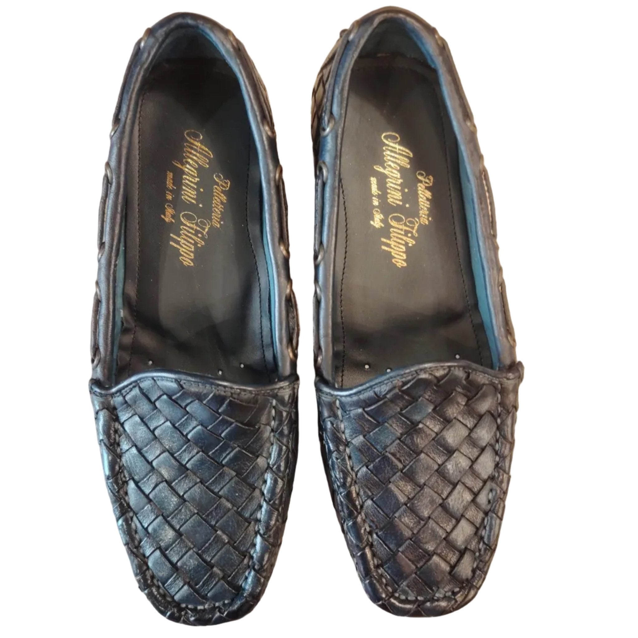 Mocassino intrecciato donna in pelle Pelletteria Allegrini Filippo D748 Indigo - Pelletteria Allegrini