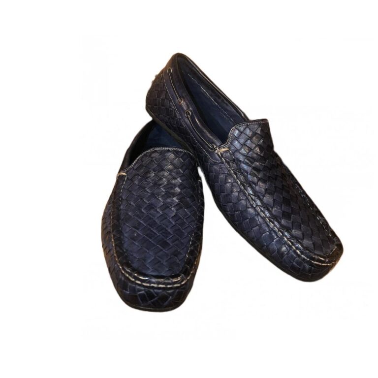 Mocassino intrecciato uomo in pelle Pelletteria Allegrini Filippo A748 Blu - Pelletteria Allegrini