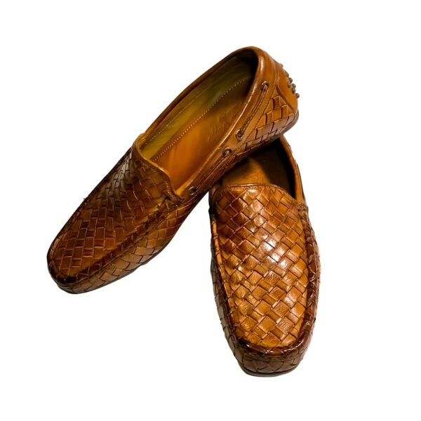 Mocassino intrecciato uomo in pelle Pelletteria Allegrini Filippo A748 cerro - Pelletteria Allegrini