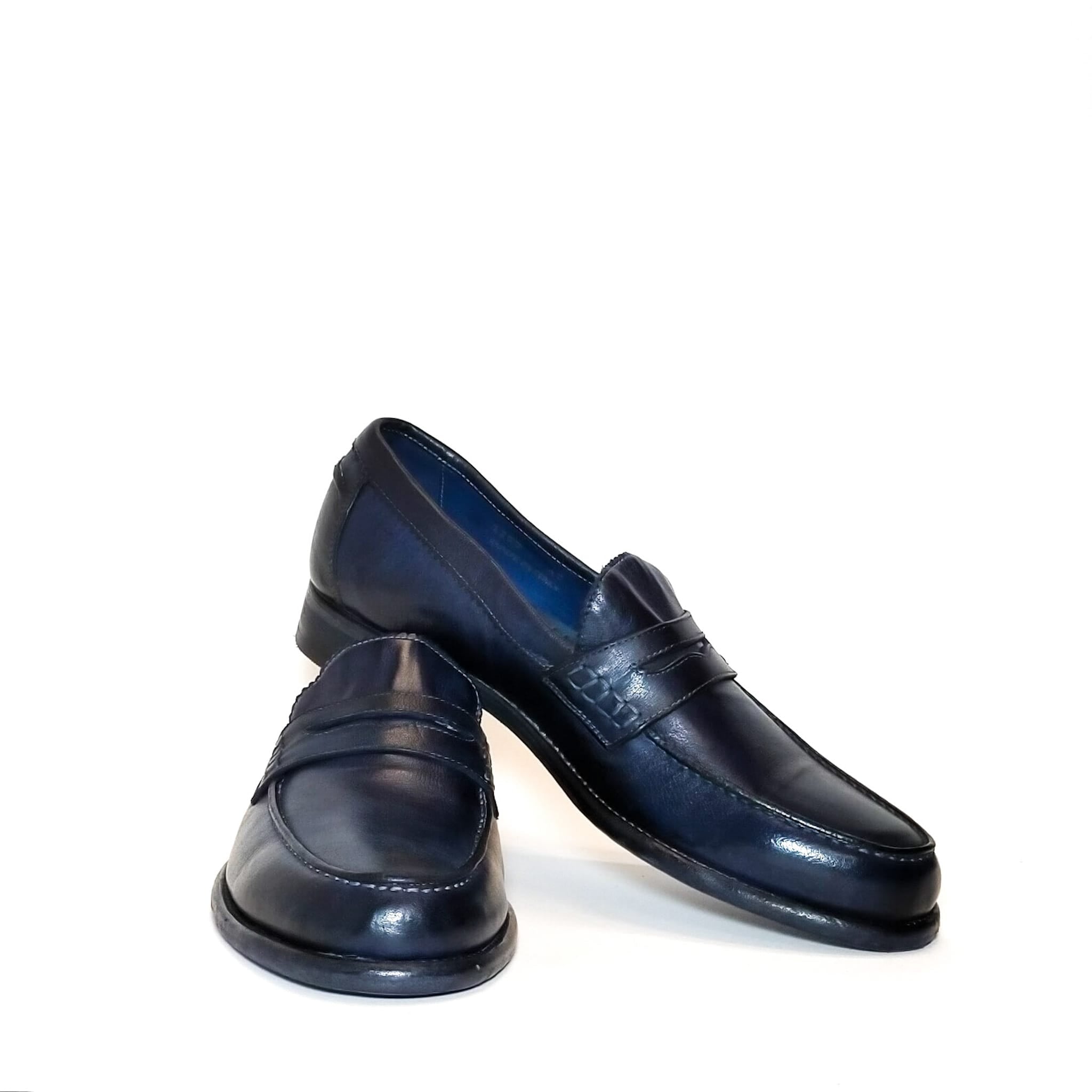 Mocassino uomo in pelle Pelletteria Allegrini Filippo 1253 Blu - Pelletteria Allegrini