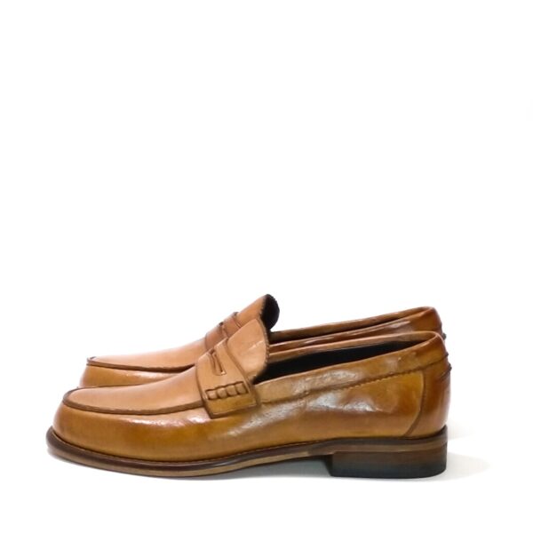 Mocassino uomo in pelle Pelletteria Allegrini Filippo 1253 cuoio - Pelletteria Allegrini
