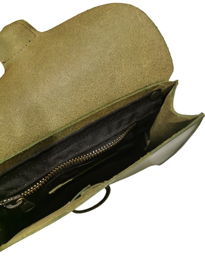 Pochette rigida in pelle Pelletteria Allegrini Filippo 1620 Verde militare - Pelletteria Allegrini