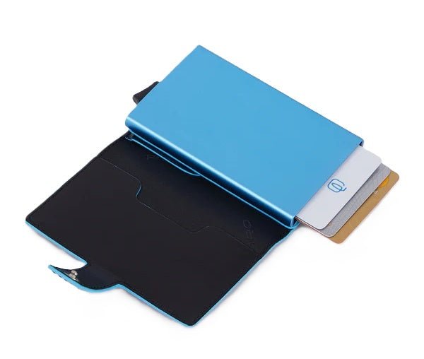 Portacarte in alluminio e pelle Piquadro PP5649B2BLR Blu - Pelletteria Allegrini
