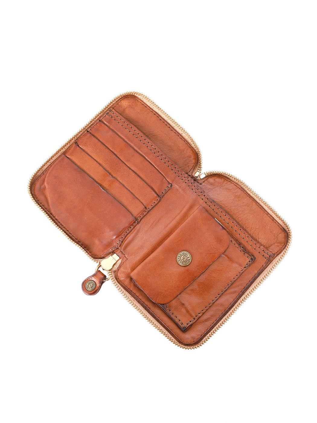 Portafoglio con zip in pelle Campomaggi C002060ND X0001 cognac - Pelletteria Allegrini