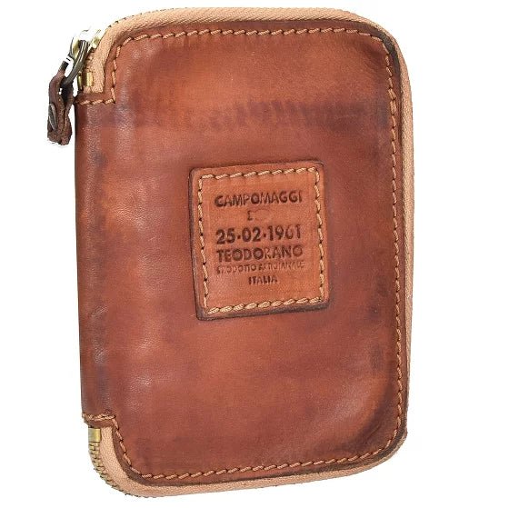 Portafoglio con zip in pelle Campomaggi C002060ND X0001 cognac - Pelletteria Allegrini