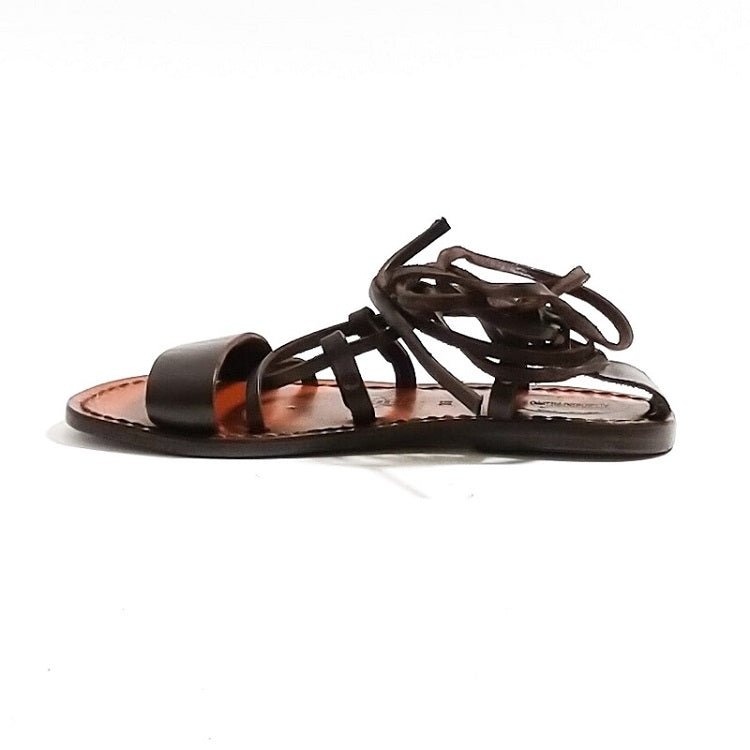 Sandali in cuoio alla schiava donna Pelletteria Allegrini Filippo 519D testa di moro - Pelletteria Allegrini