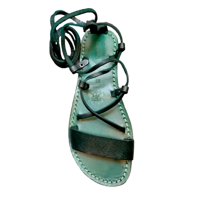 Sandali in cuoio alla schiava donna Pelletteria Allegrini Filippo 519D verde - Pelletteria Allegrini