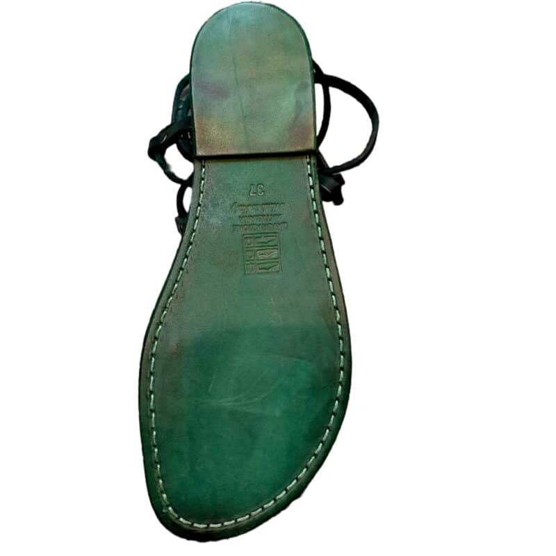 Sandali in cuoio alla schiava donna Pelletteria Allegrini Filippo 519D verde - Pelletteria Allegrini