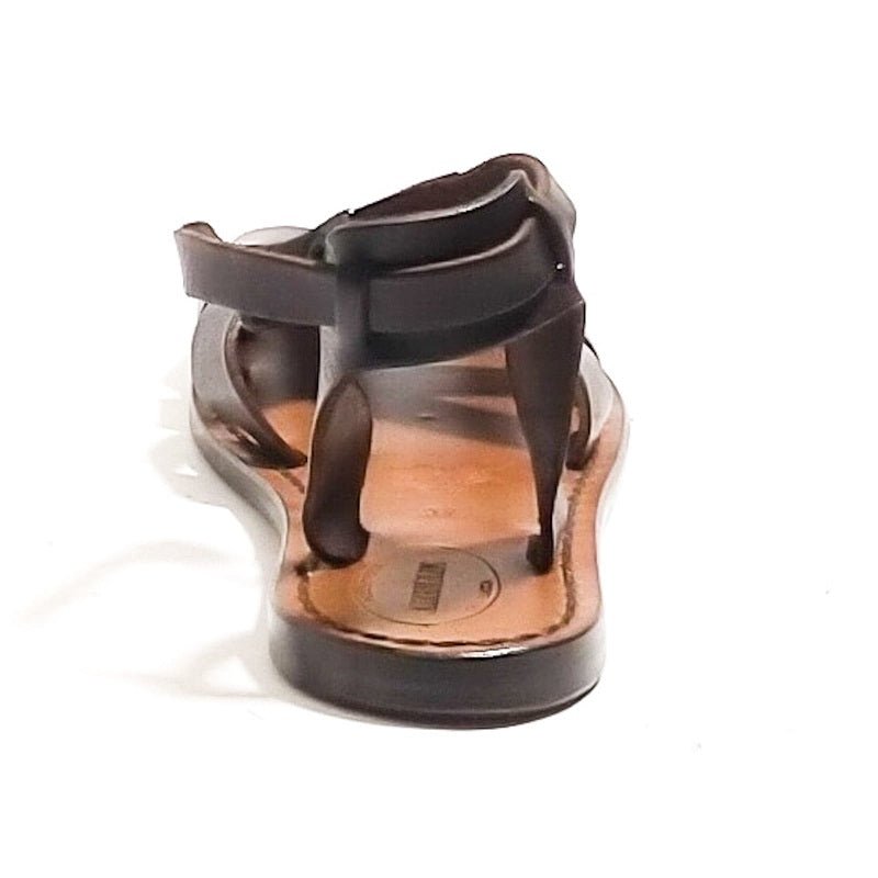 Sandali in cuoio incrociato donna Pelletteria Allegrini Filippo 503D testa di moro - Pelletteria Allegrini