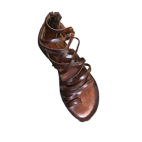 Sandali in cuoio incrociato donna Pelletteria Allegrini Filippo W0964 marrone - Pelletteria Allegrini