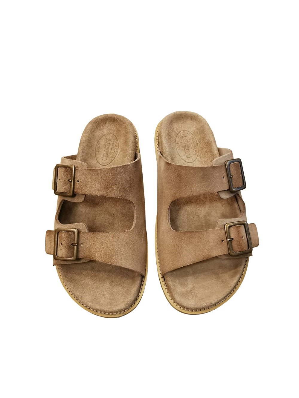 Sandalo con doppia fibbia da donna in nabuk invecchiato Pelletteria Allegrini Filippo W2511 Taupe - Pelletteria Allegrini