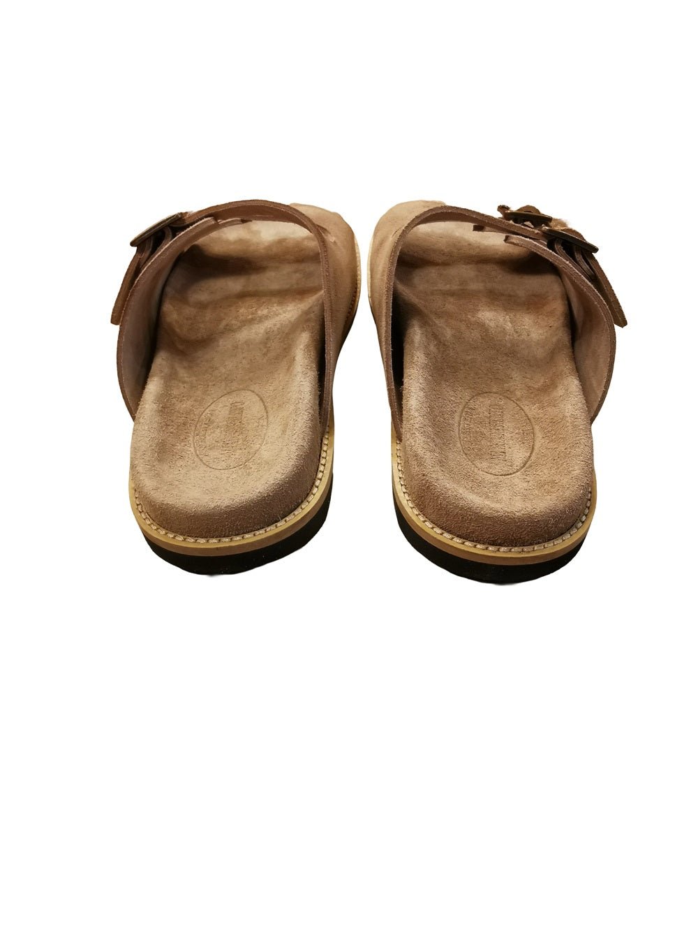 Sandalo con doppia fibbia da donna in nabuk invecchiato Pelletteria Allegrini Filippo W2511 Taupe - Pelletteria Allegrini