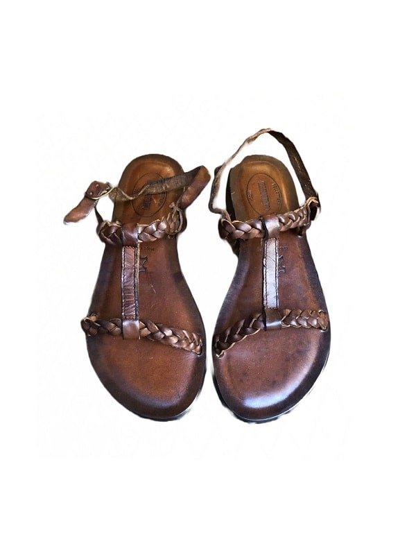 Sandalo con treccia in cuoio donna Pelletteria Allegrini Filippo W1220 marrone - Pelletteria Allegrini