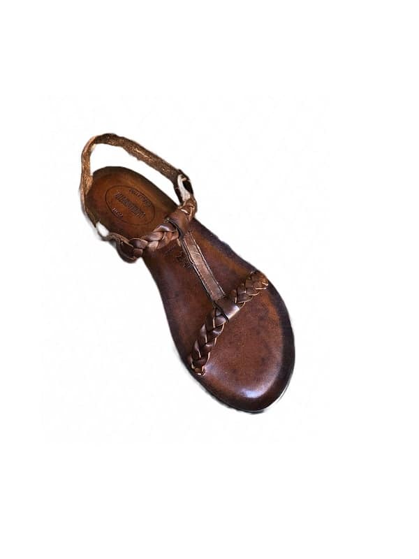 Sandalo con treccia in cuoio donna Pelletteria Allegrini Filippo W1220 marrone - Pelletteria Allegrini