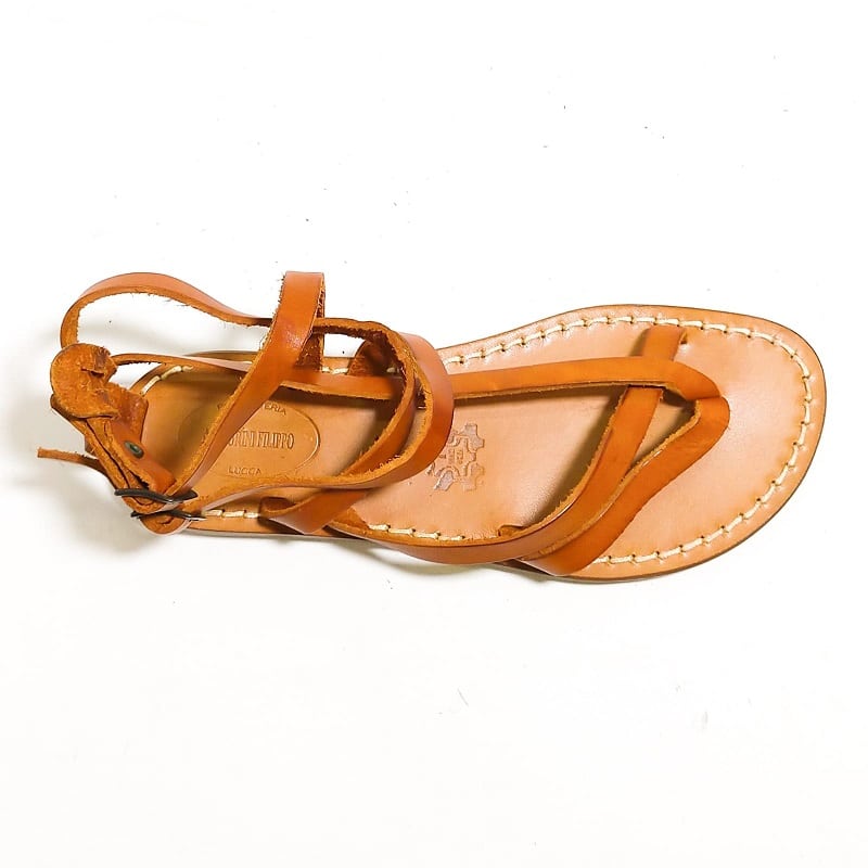 Sandalo in cuoio alla schiava donna con fibbie Pelletteria Allegrini Filippo 574D cuoio - Pelletteria Allegrini