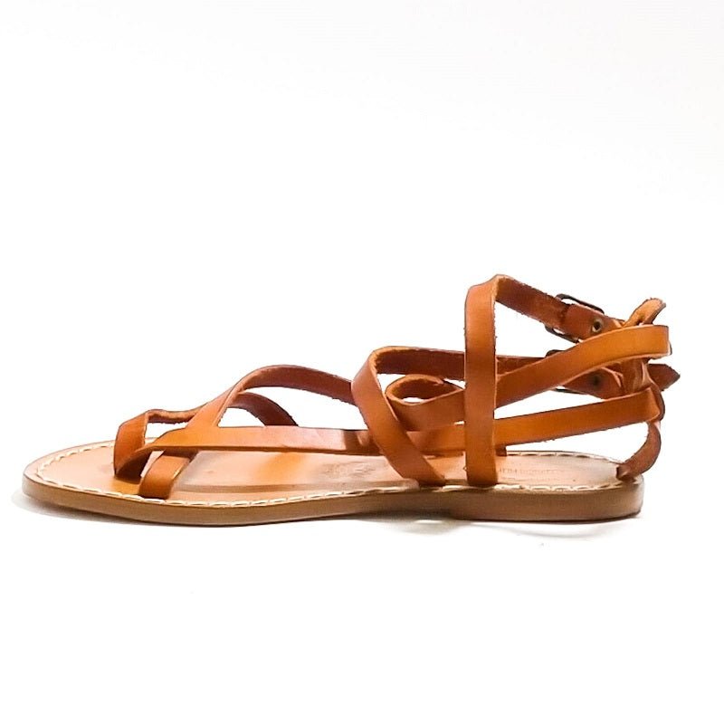 Sandalo in cuoio alla schiava donna con fibbie Pelletteria Allegrini Filippo 574D cuoio - Pelletteria Allegrini