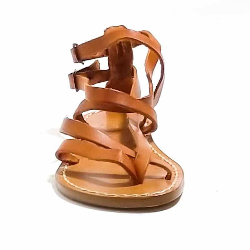 Sandalo in cuoio alla schiava donna con fibbie Pelletteria Allegrini Filippo 574D cuoio - Pelletteria Allegrini