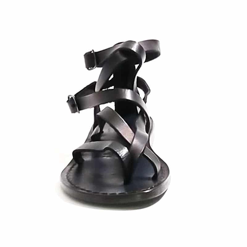 Sandalo in cuoio alla schiava donna con fibbie Pelletteria Allegrini Filippo 574D nero - Pelletteria Allegrini
