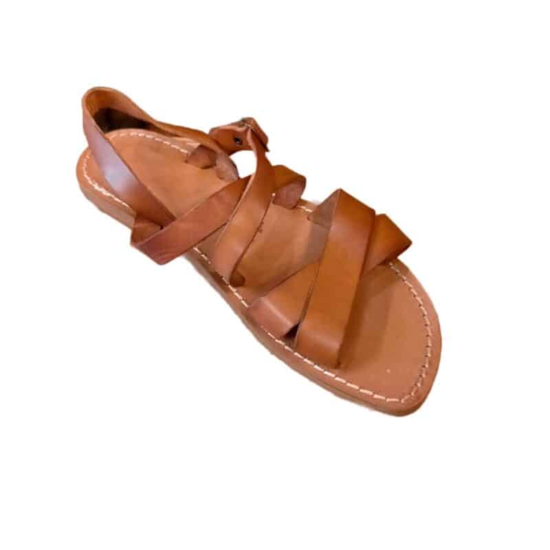 Sandalo in cuoio con intreccio uomo Pelletteria Allegrini Filippo 567U cuoio - Pelletteria Allegrini