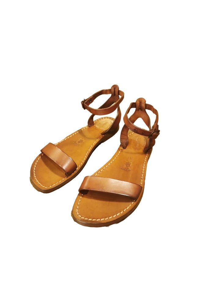 Sandalo in cuoio con laccetto donna Pelletteria Allegrini Filippo 586D chianti - Pelletteria Allegrini