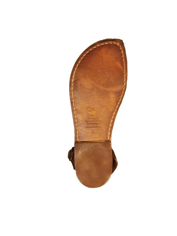 Sandalo in cuoio con laccetto donna Pelletteria Allegrini Filippo 586D chianti - Pelletteria Allegrini