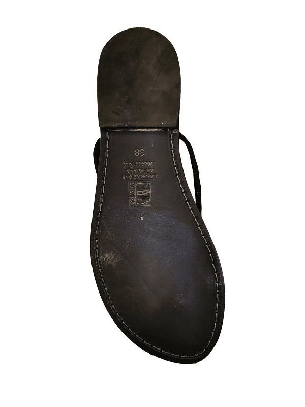 Sandalo in cuoio donna con borchie Pelletteria Allegrini Filippo 652D nero - Pelletteria Allegrini