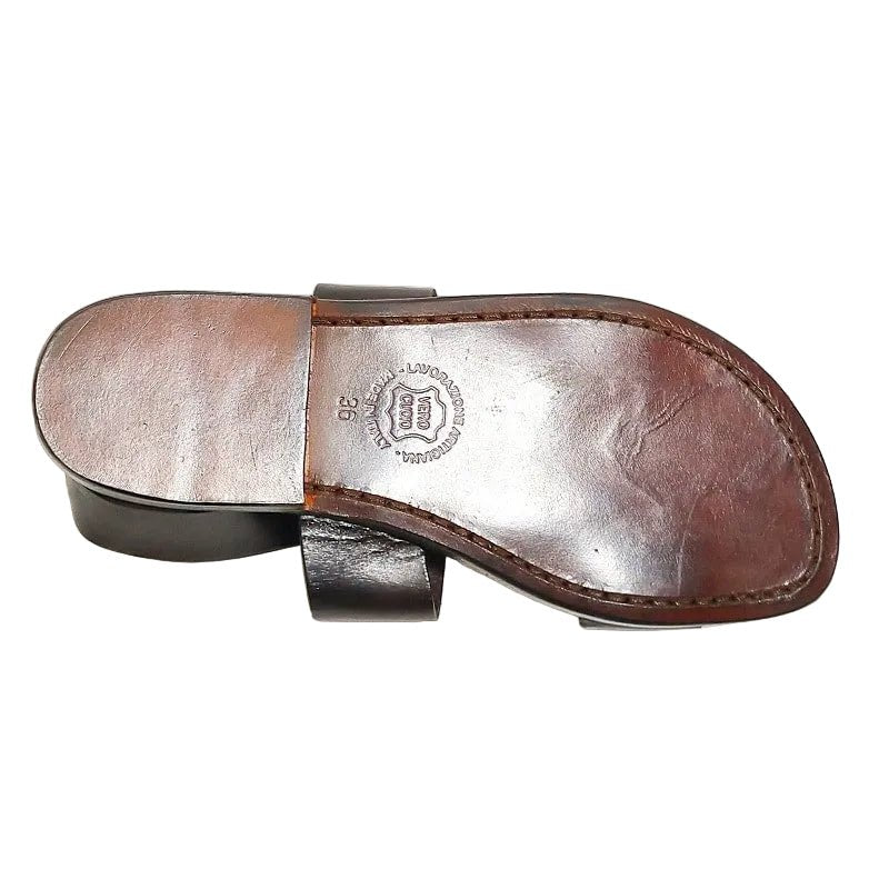 Sandalo in cuoio francescano donna Pelletteria Allegrini Filippo 500XD Testa di moro - Pelletteria Allegrini
