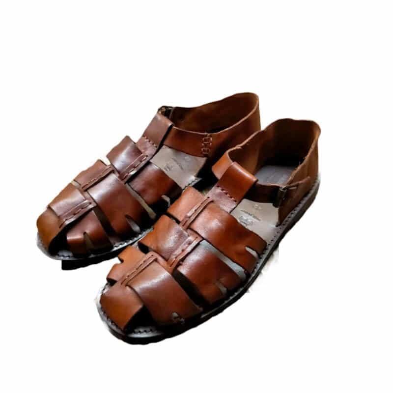 Sandalo in cuoio gabbia uomo Pelletteria Allegrini Filippo M5912 Marrone - Pelletteria Allegrini