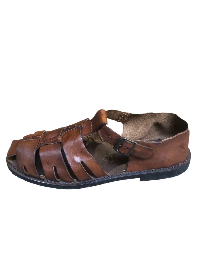 Sandalo in cuoio gabbia uomo Pelletteria Allegrini Filippo M5912 Marrone - Pelletteria Allegrini