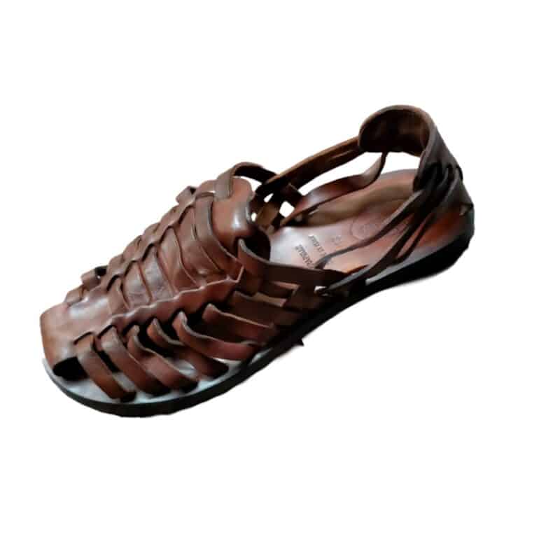 Sandalo in cuoio gabbia uomo Pelletteria Allegrini Filippo M6579 Marrone - Pelletteria Allegrini