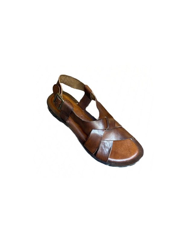 Sandalo in cuoio incrociato donna Pelletteria Allegrini Filippo W1116 marrone - Pelletteria Allegrini