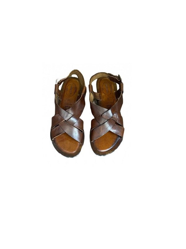 Sandalo in cuoio incrociato donna Pelletteria Allegrini Filippo W1116 marrone - Pelletteria Allegrini