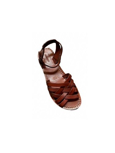 Sandalo in cuoio intrecciato donna Pelletteria Allegrini Filippo 595D chianti - Pelletteria Allegrini