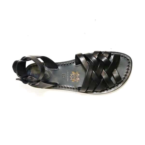 Sandalo in cuoio intrecciato donna Pelletteria Allegrini Filippo 595D nero - Pelletteria Allegrini