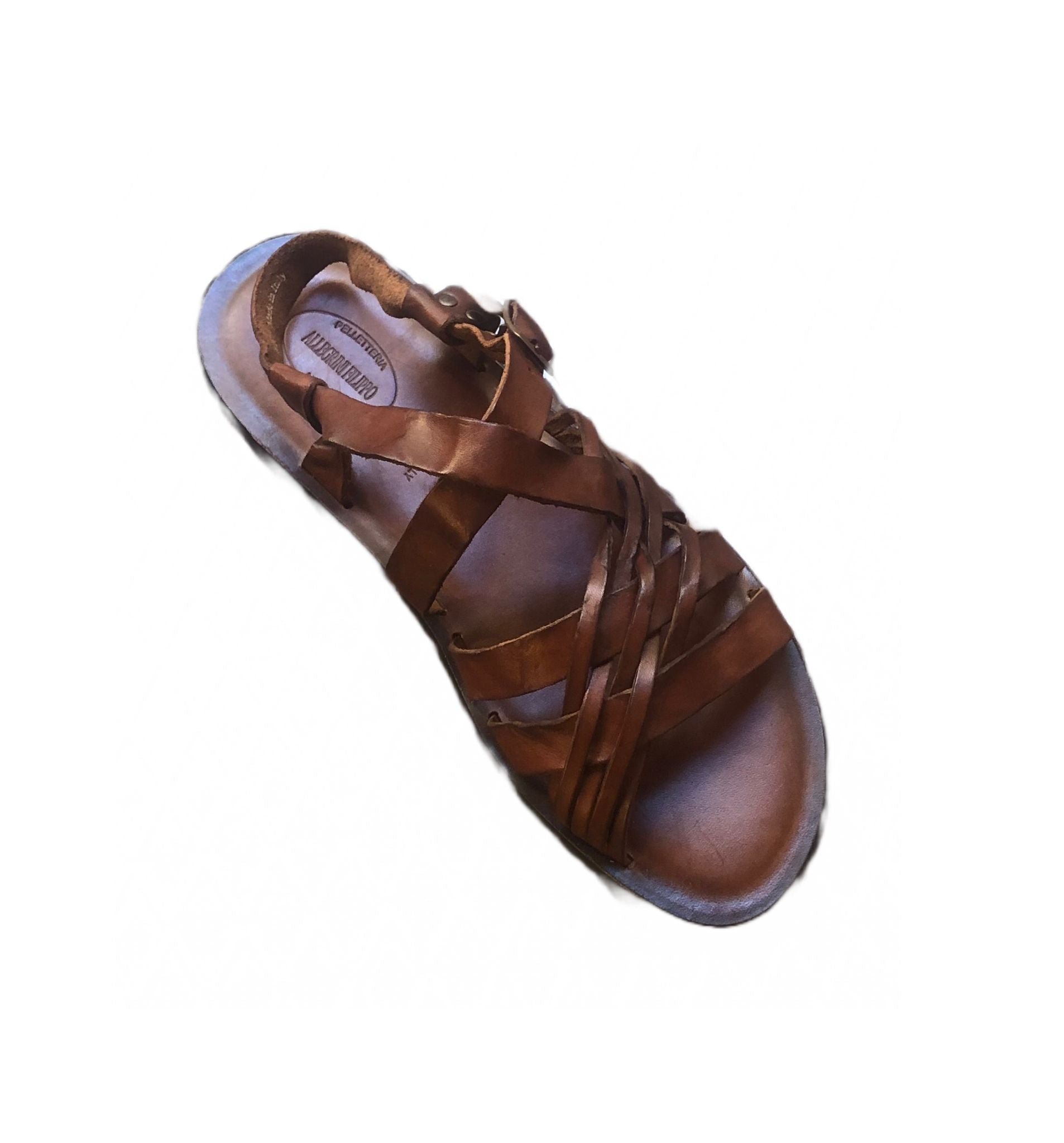 Sandalo in cuoio uomo con intreccio Pelletteria Allegrini Filippo M6112 Marrone - Pelletteria Allegrini