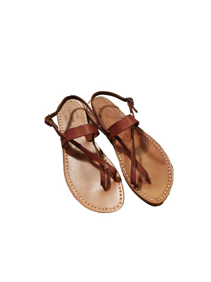 Sandalo infradito in cuoio donna Pelletteria Allegrini Filippo 538XD chianti - Pelletteria Allegrini
