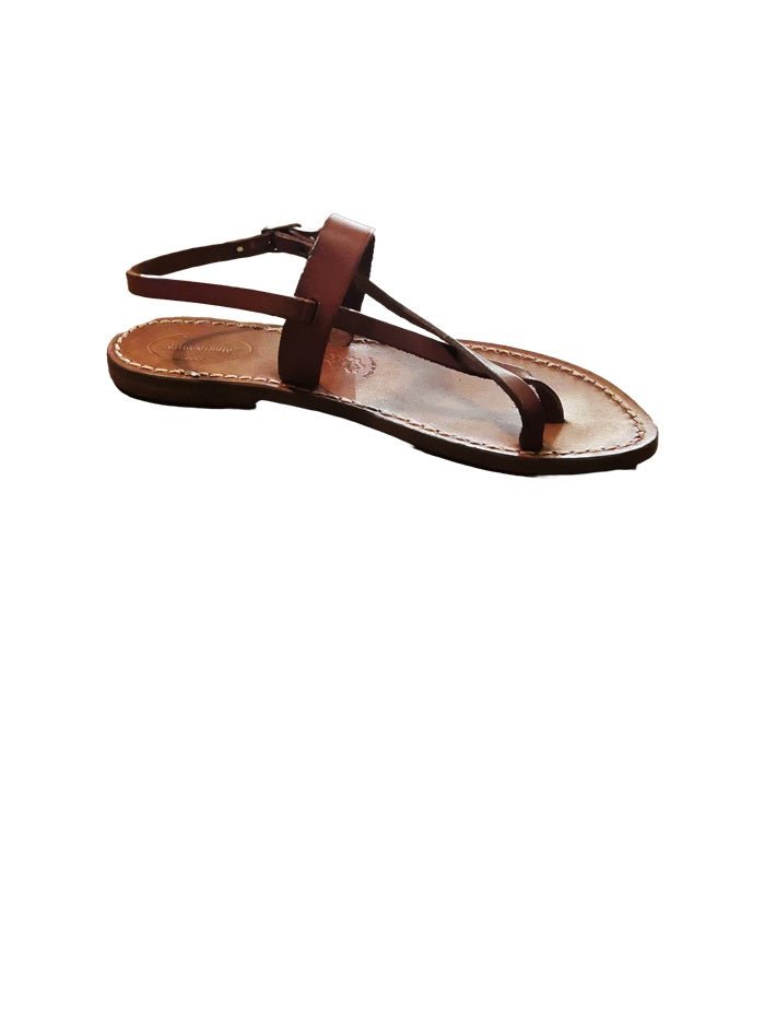 Sandalo infradito in cuoio donna Pelletteria Allegrini Filippo 538XD chianti - Pelletteria Allegrini