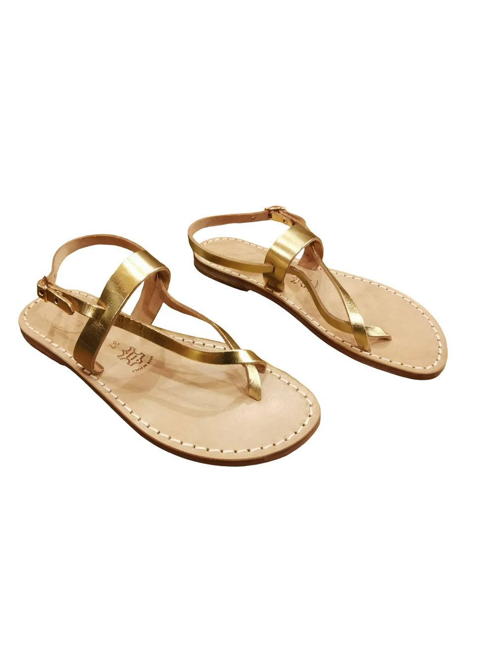 Sandalo infradito in cuoio donna Pelletteria Allegrini Filippo 538XD Oro - Pelletteria Allegrini