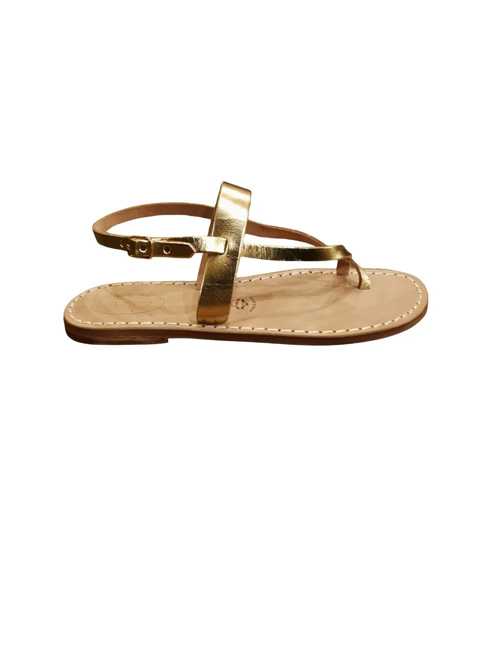 Sandalo infradito in cuoio donna Pelletteria Allegrini Filippo 538XD Oro - Pelletteria Allegrini