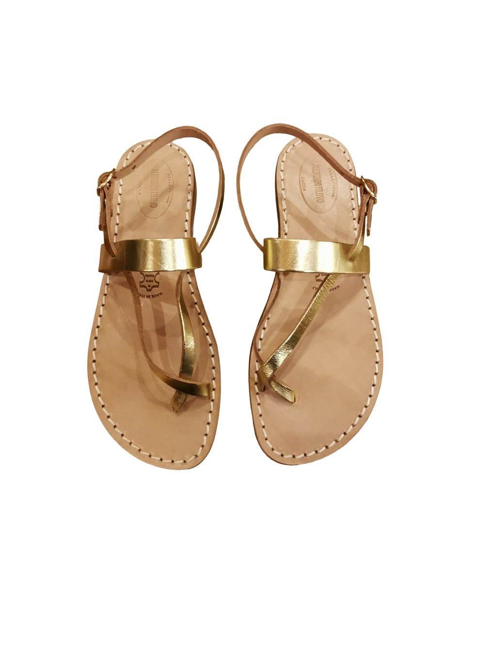 Sandalo infradito in cuoio donna Pelletteria Allegrini Filippo 538XD Oro - Pelletteria Allegrini