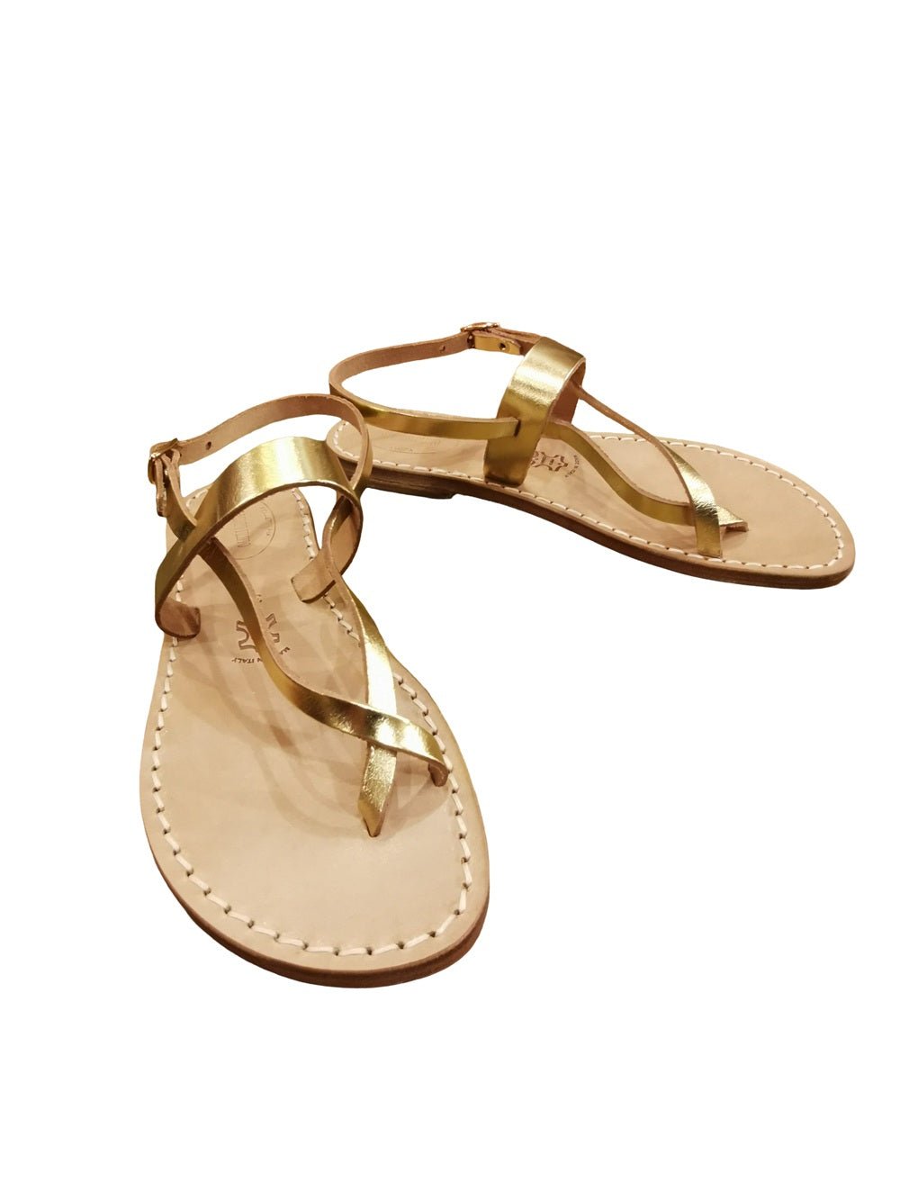 Sandalo infradito in cuoio donna Pelletteria Allegrini Filippo 538XD Oro - Pelletteria Allegrini
