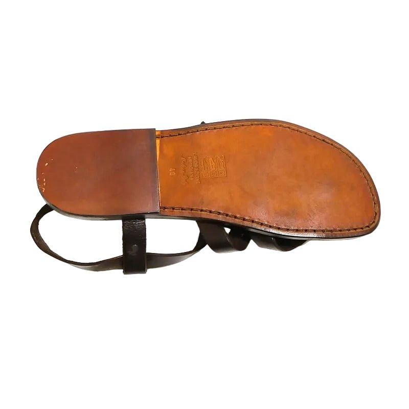 Sandalo infradito in cuoio uomo Pelletteria Allegrini Filippo 530U testa di moro - Pelletteria Allegrini