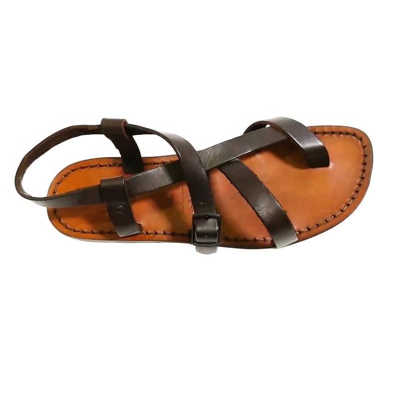 Sandalo infradito in cuoio uomo Pelletteria Allegrini Filippo 530U testa di moro - Pelletteria Allegrini