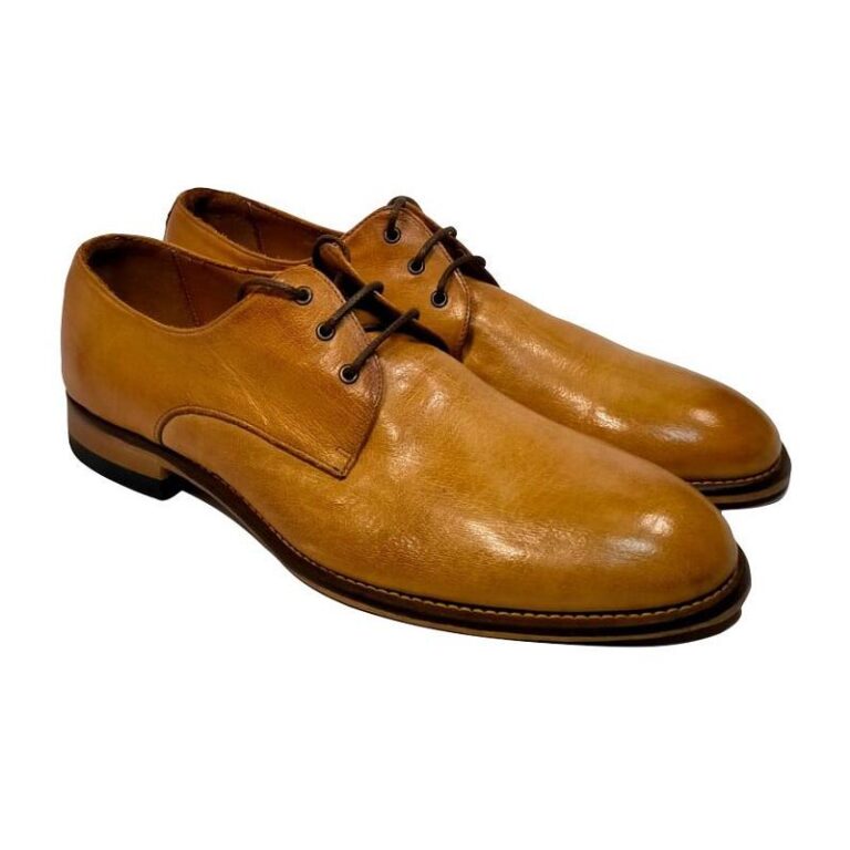Scarpa stringata uomo in pelle Pelletteria Allegrini Filippo E126 cuoio - Pelletteria Allegrini