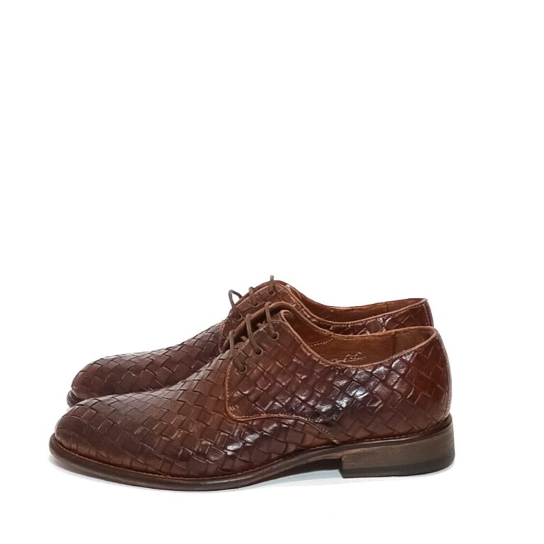 Scarpa uomo in pelle intrecciata Pelletteria Allegrini Filippo 6043 coker - Pelletteria Allegrini