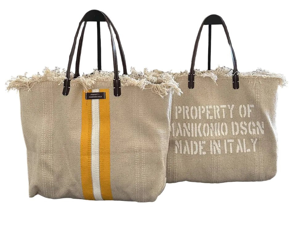 Shopper in cotone Manikomio SHPCS Giallo - Pelletteria Allegrini